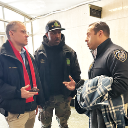 Pres. Chiarello, at left, with RTO VP Tramell Thompson and MTA PD Capt. John Russo, who came to the sentencing to lend support.