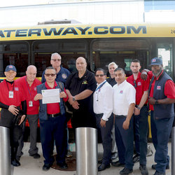VP Danny D'Amato congratulates members at NY Waterway on their new contract