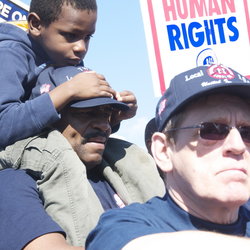 Mike Graham brought his son, Marcus, 6, to see the MLK Monument