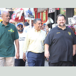 Local 100's leadership campaigning with Espaillat last weekend