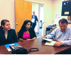 TWU Local 100 Political Action Staffer Raybblin Vargas with Ramona and Sen. Latimer