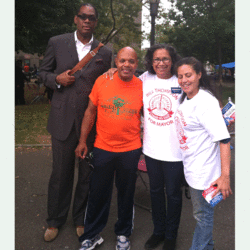 Elsie McCabe Thompson with (far right) TWU PAC's Raybblin Vargas, City Council Candidate Robert Cornegy, and radio personality Lenny Green