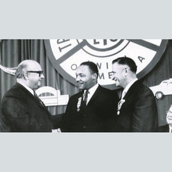 TWU Founder Mike Quill with Dr. King and former Local 100 President Matty Guinan at our 1961 Convention