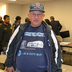 Phil "Five Boro" Rosen just retired after 24 years as a Bus Operator at Gleason Depot. He enjoyed the membership meeting at the hall.