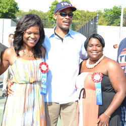 l-r: Rodneyse Bichotte, our candidate in the 42nd AD, Sec-Treas Earl Phillips, and Rec Sec LaTonya Crisp Sauray, at the West Indian Day Parade