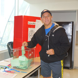 Waterway Driver Jose Villarroel casts his ballot on Dec 16th.