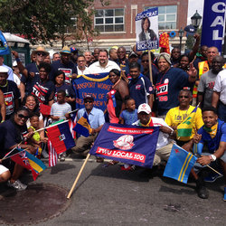 Union contingent at the parade includes top officers Samuelsen, Phillips, and Crisp-Sauray